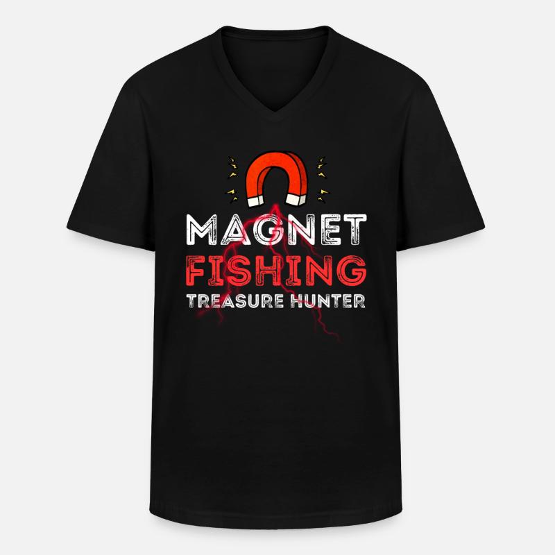 MAGNETFISCHEN SCHATZSUCHER - Männer-T-Shirt mit V-Ausschnitt - Schwarz