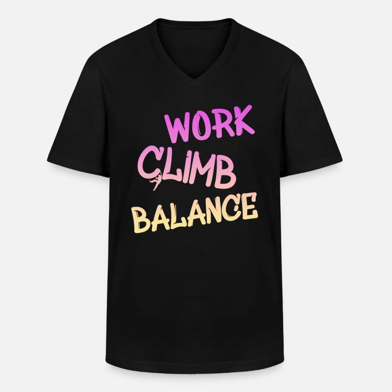 klettern - Männer-T-Shirt mit V-Ausschnitt - Schwarz