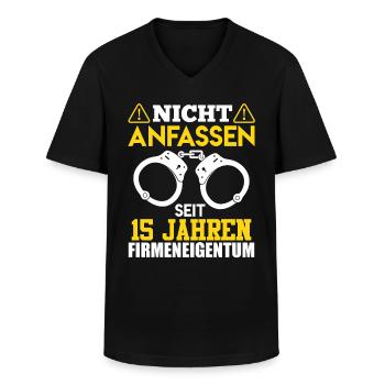 Anniversary Don't touch 15 years of company ownership - Men's V-Neck T-Shirt - black - Front - AI Model Male 178 dark (178cm)