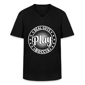 Bocce Ball Player Boccia Player - Real Guys Play B - Men's V-Neck T-Shirt - black - Front - AI Model Male 178 dark (178cm)