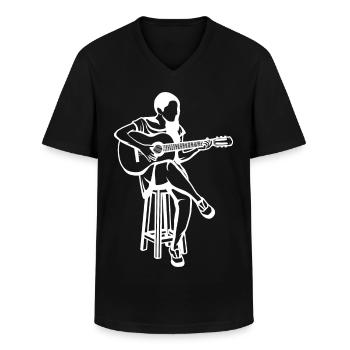 Gitarre Mädchen Zeichnung - Männer-T-Shirt mit V-Ausschnitt - Schwarz - Vorne - AI Model Male 178 dark (178cm)