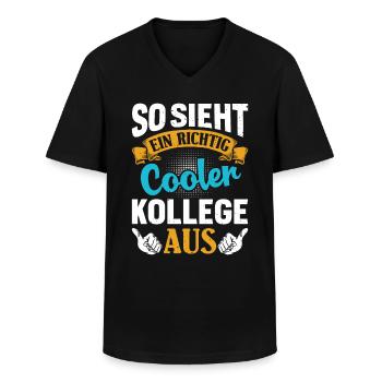 Mitarbeiter So Sieht ein Richtig Cooler Kollege - Männer-T-Shirt mit V-Ausschnitt - Schwarz - Vorne - AI Model Male 178 dark (178cm)