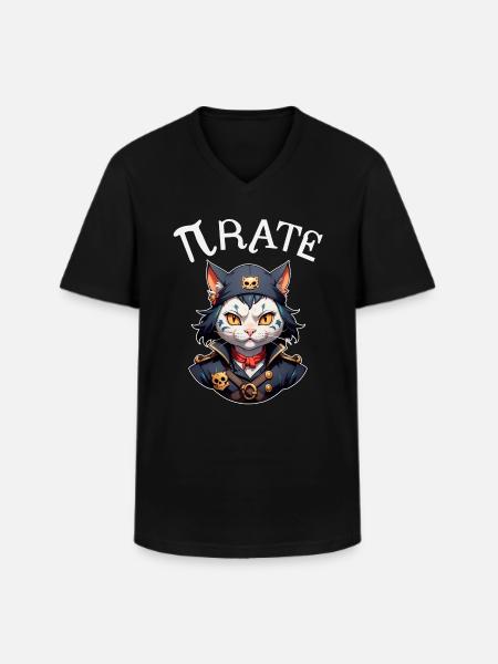 Pi day Pirate Cat - Men's V-Neck T-Shirt - black