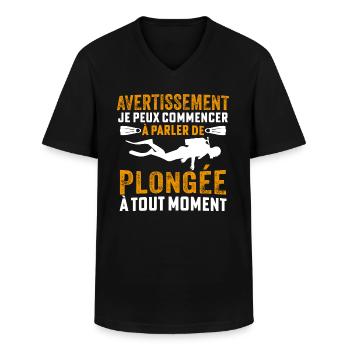 Parler de Plongée à tout moment - T-shirt col V Homme - noir - Devant - AI Model Male 178 dark (178cm)