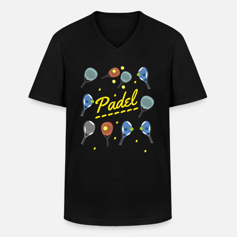Padel und Schläger - Männer-T-Shirt mit V-Ausschnitt - Schwarz