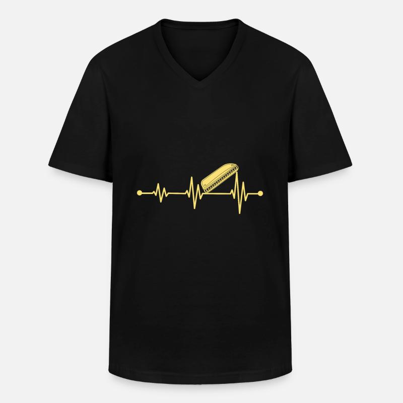 Heartbeat Harmonica Instrument Harmonica - Men's V-Neck T-Shirt - black