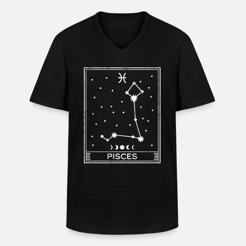 Fische-Sternzeichen - Männer-T-Shirt mit V-Ausschnitt - Schwarz
