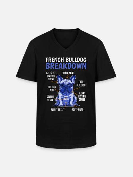 French Bulldog BREAKDOWN Frenchie - Men's V-Neck T-Shirt - black
