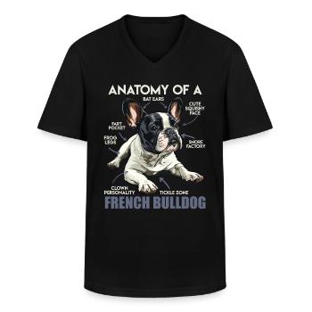 Évaluateur Frenchie Anatomie d’un bouledogue français - T-shirt col V Homme - noir - Devant - AI Model Male 178 dark (178cm)