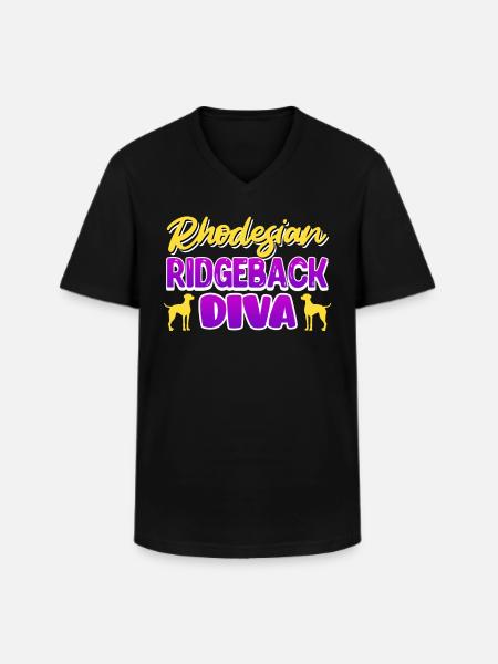 RHODESIAN RIDGEBACK DIVA Ridgeback Femme - T-shirt col V Homme - noir
