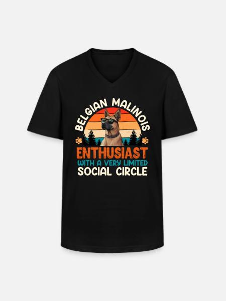 BELGE MALINOIS PASSIONNÉ Propriétaire Belge - T-shirt col V Homme - noir