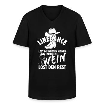 Linedance löst meine Probleme - Wein Spruch - Männer-T-Shirt mit V-Ausschnitt - Schwarz - Vorne - AI Model Male 178 dark (178cm)
