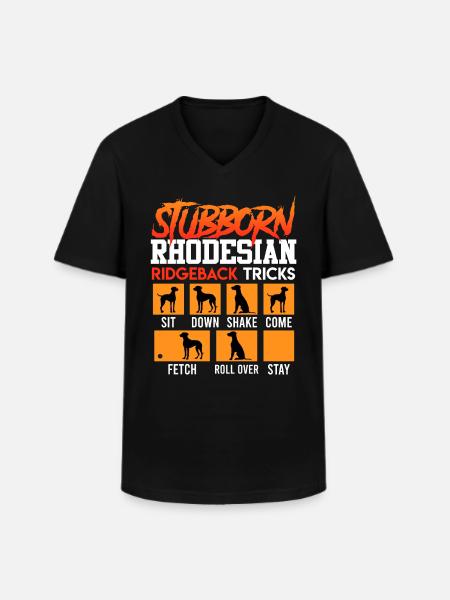 Ridgebacks STUBBORN RHODESIAN RIDGEBACK - T-shirt col V Homme - noir