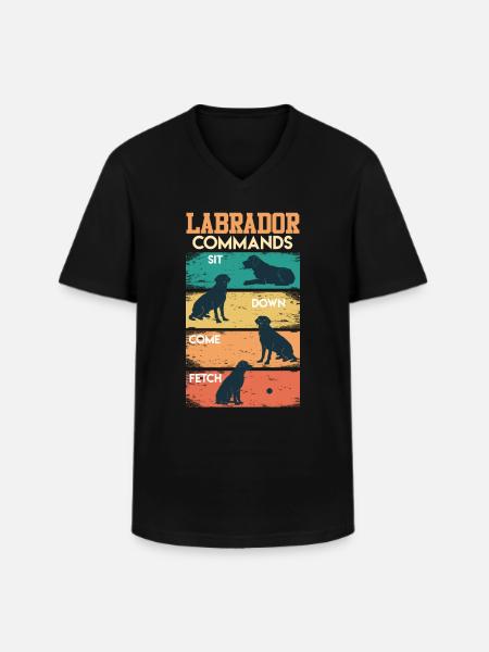 Labrador COMMANDOS Labrador Lover Funny - Men's V-Neck T-Shirt - black