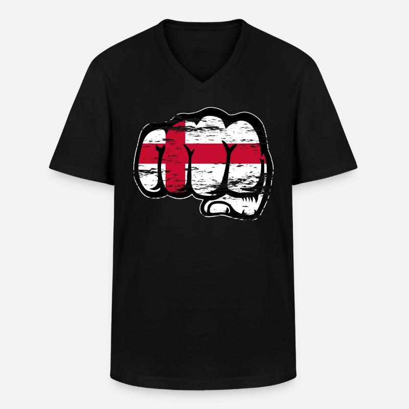 England Flagge Faust used - Männer-T-Shirt mit V-Ausschnitt - Schwarz
