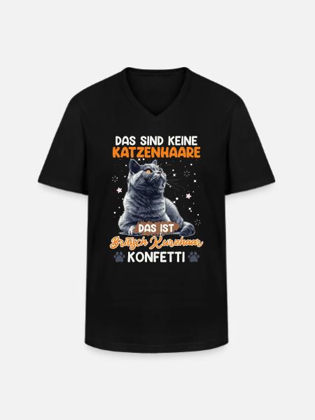 British Shorthair INTET HÅR BRITISK KORTHÅR - Klassisk herre T-shirt med V-udskæring - sort