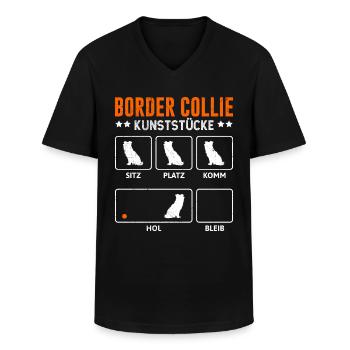 BORDER COLLIE TRICKS Border Collie - Men's V-Neck T-Shirt - black - Front - AI Model Male 178 dark (178cm)