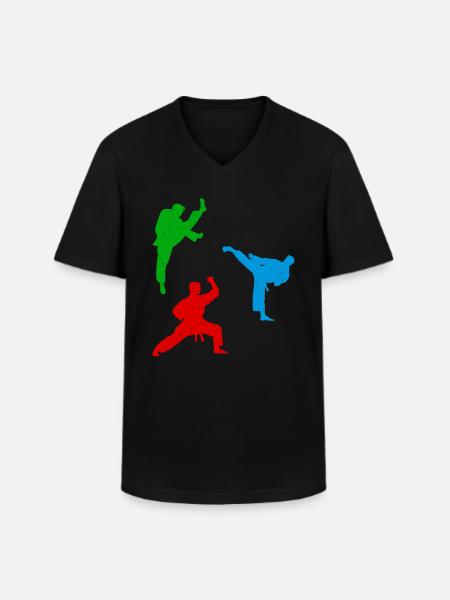 Karate silhouettes Karate fighter - Men's V-Neck T-Shirt - black