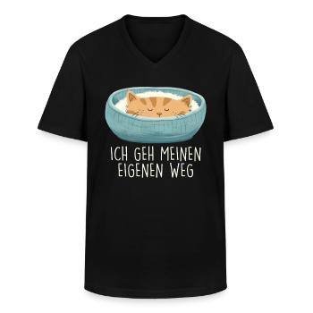 Siamkatze ICH GEH MEINEN EIGENEN WEG Lustiges - Männer-T-Shirt mit V-Ausschnitt - Schwarz - Vorne - AI Model Male 178 dark (178cm)