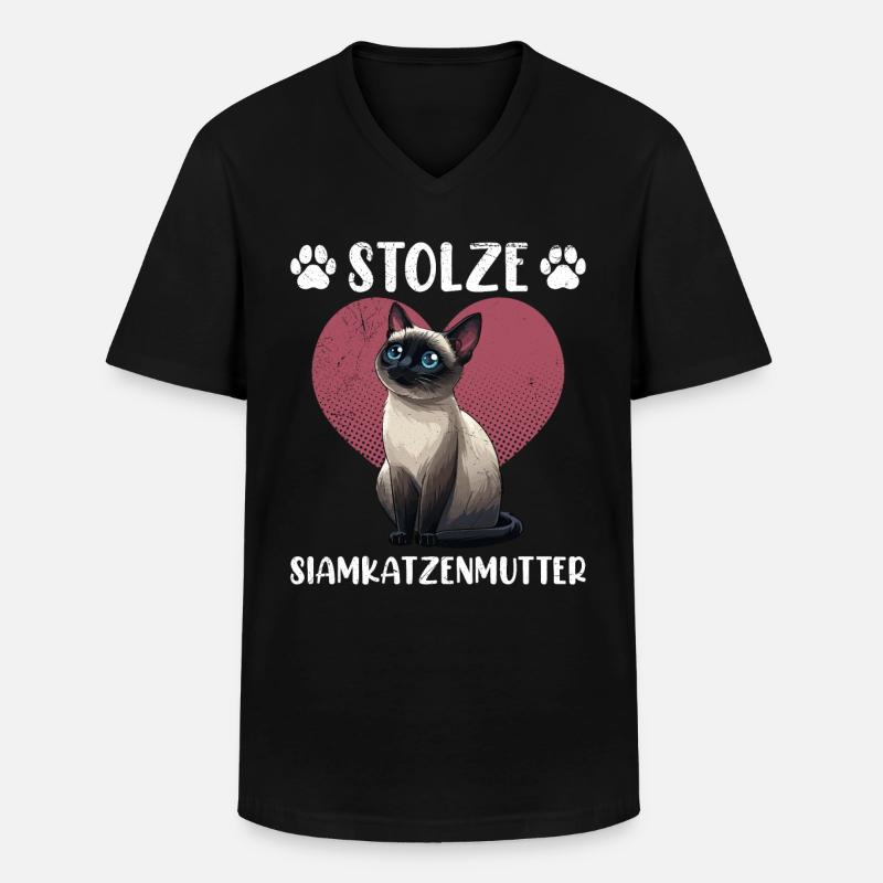 Siamkatzen STOLZE SIAMKATZENMUTTER Siam - Männer-T-Shirt mit V-Ausschnitt - Schwarz