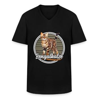 Bengalkatze Liebhaber Bengalkatzen Besitzer Bengal - Männer-T-Shirt mit V-Ausschnitt - Schwarz - Vorne - AI Model Male 178 dark (178cm)