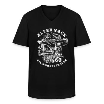 Alter Sack, 60. Geburtstag, Totenkopf, Zigarre - Männer-T-Shirt mit V-Ausschnitt - Schwarz - Vorne - AI Model Male 178 dark (178cm)