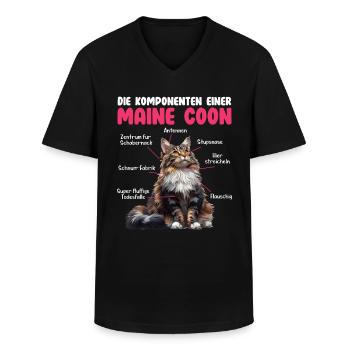 Maine Coon Katzen KOMPONENTEN EINER MAINE COON - Männer-T-Shirt mit V-Ausschnitt - Schwarz - Vorne - AI Model Male 178 dark (178cm)