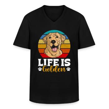 Golden Labrador LIFE IS GOLDEN Labrador Retriever - Männer-T-Shirt mit V-Ausschnitt - Schwarz - Vorne - AI Model Male 178 dark (178cm)