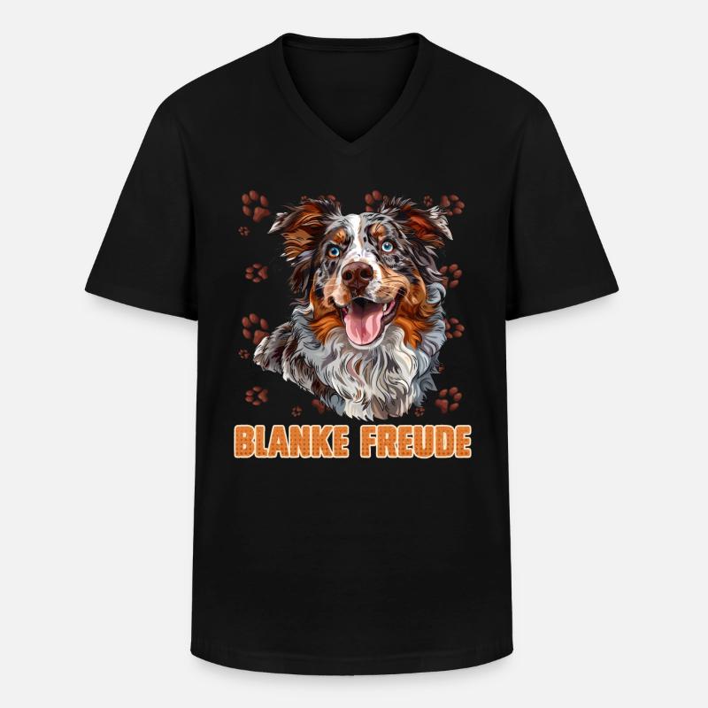 Australian Shepherd BLANKE FREUDE Aussie - Männer-T-Shirt mit V-Ausschnitt - Schwarz