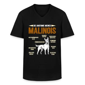 Malinois ANATOMY OF A BELGIAN MALINOIS Lustiges - Männer-T-Shirt mit V-Ausschnitt - Schwarz - Vorne - AI Model Male 178 dark (178cm)