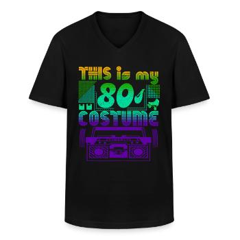 this is my 80s costume - Men's V-Neck T-Shirt - black - Front - AI Model Male 178 dark (178cm)