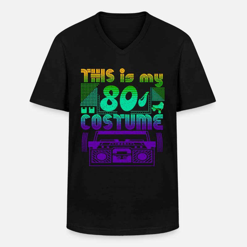 this is my 80s costume - Männer-T-Shirt mit V-Ausschnitt - Schwarz