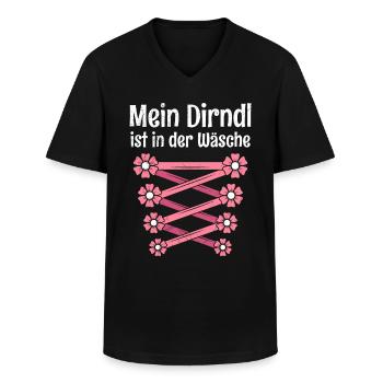 Today without Dirndl Replacement Dirndl Women - Men's V-Neck T-Shirt - black - Front - AI Model Male 178 dark (178cm)