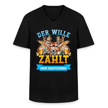 Münchner Volksfest DER WILLE ZÄHLT MEIN - Männer-T-Shirt mit V-Ausschnitt - Schwarz - Vorne - AI Model Male 178 dark (178cm)