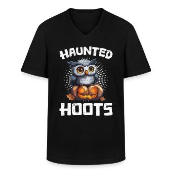 Halloween Kostüm Kinder GRUSEL EULE Gruseliges - Männer-T-Shirt mit V-Ausschnitt - Schwarz - Vorne - AI Model Male 178 dark (178cm)