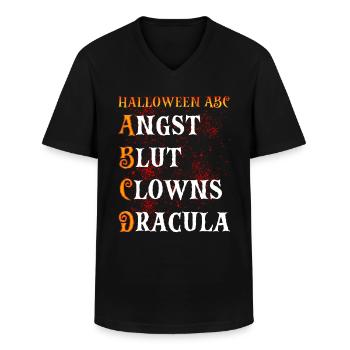 Halloween ABC ANGOISSE SANG CLOWNS DRACULA Drôle - T-shirt col V Homme - noir - Devant - AI Model Male 178 dark (178cm)