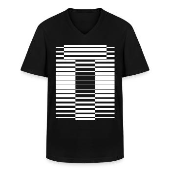 INITIAL T - Men's V-Neck T-Shirt - black - Front - AI Model Male 178 dark (178cm)