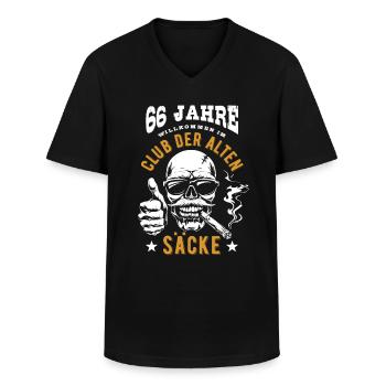 Club der alten Säcke, 66. Geburtstag, Totenkopf - Männer-T-Shirt mit V-Ausschnitt - Schwarz - Vorne - AI Model Male 178 dark (178cm)