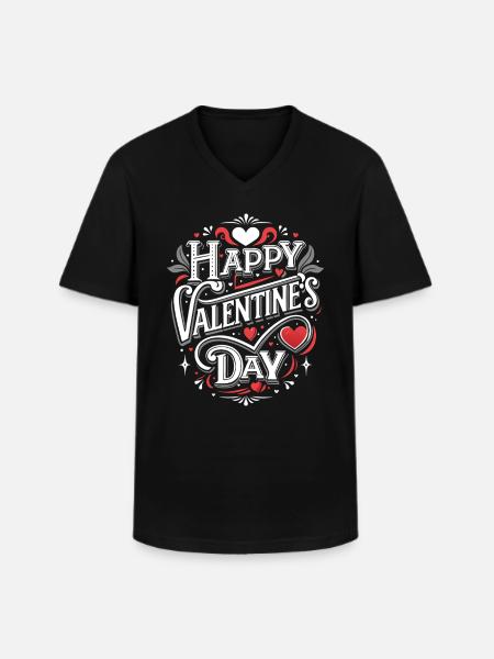 Joyeuse Saint-Valentin - Amour - Cadeau - T-shirt col V Homme - noir