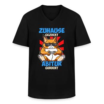 Abiturient ZUHAUSE GEZOCKT ABITUR GEROCKT Lustig - Männer-T-Shirt mit V-Ausschnitt - Schwarz - Vorne - AI Model Male 178 dark (178cm)
