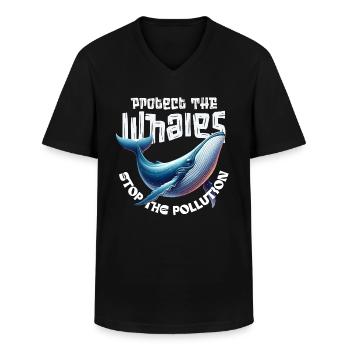 Protect the Whales Save the Ocean - Men's V-Neck T-Shirt - black - Front - AI Model Male 178 dark (178cm)