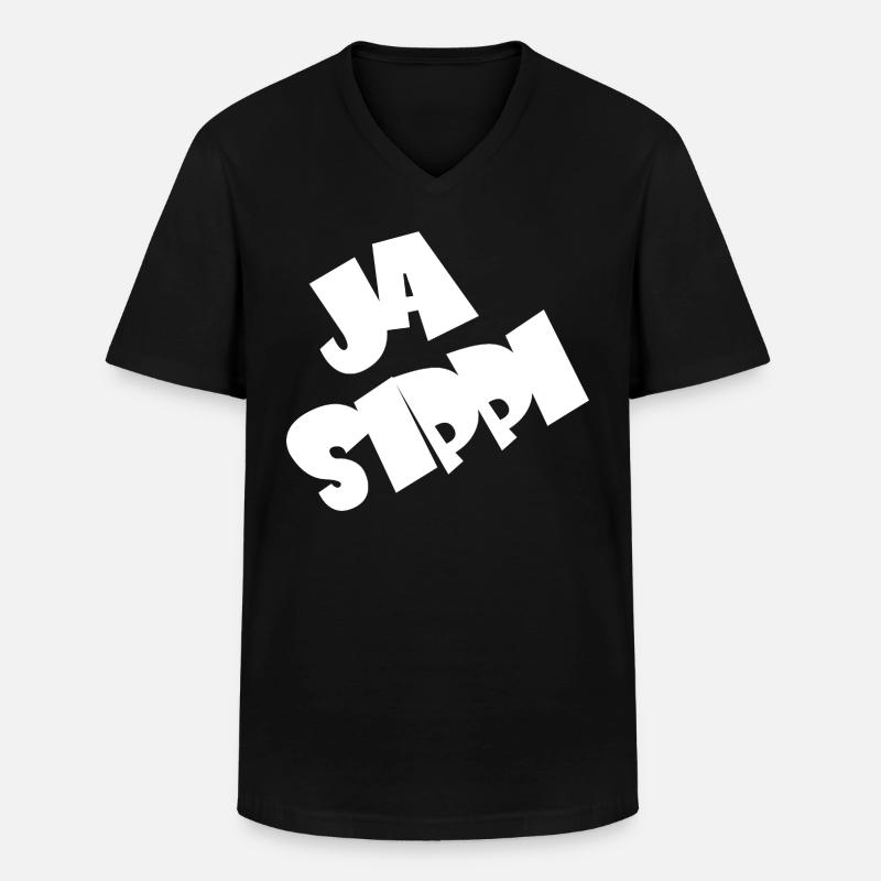 Ja Sippi - Männer-T-Shirt mit V-Ausschnitt - Schwarz