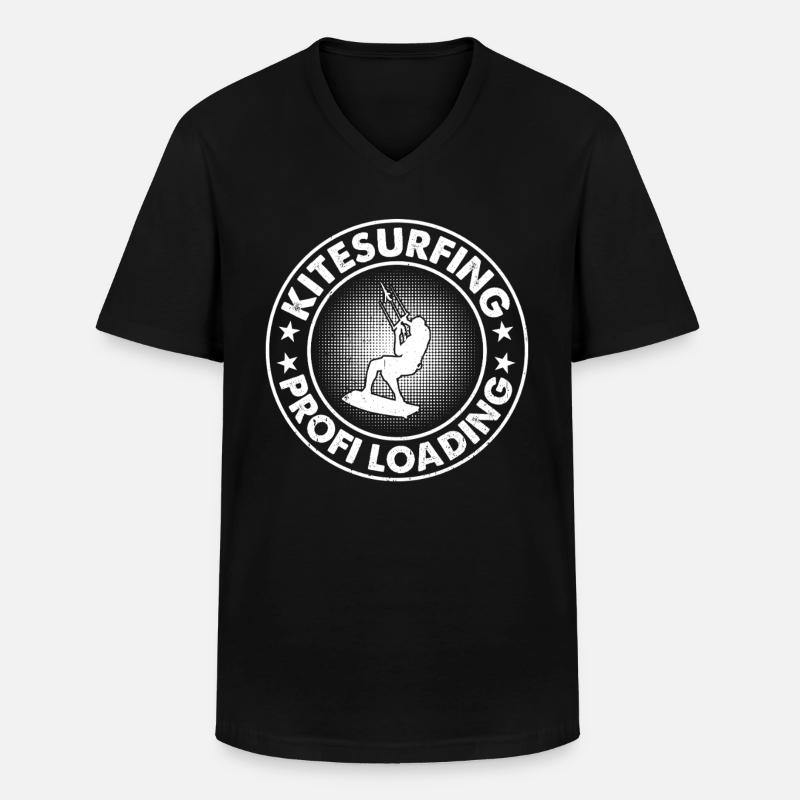 Kitesurfing profi loading - Kitesurfer - Men's V-Neck T-Shirt - black