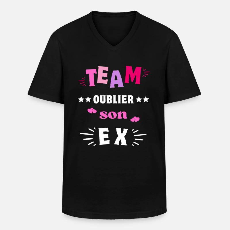 Team Oublier Son Ex Copain - T-shirt col V Homme - noir
