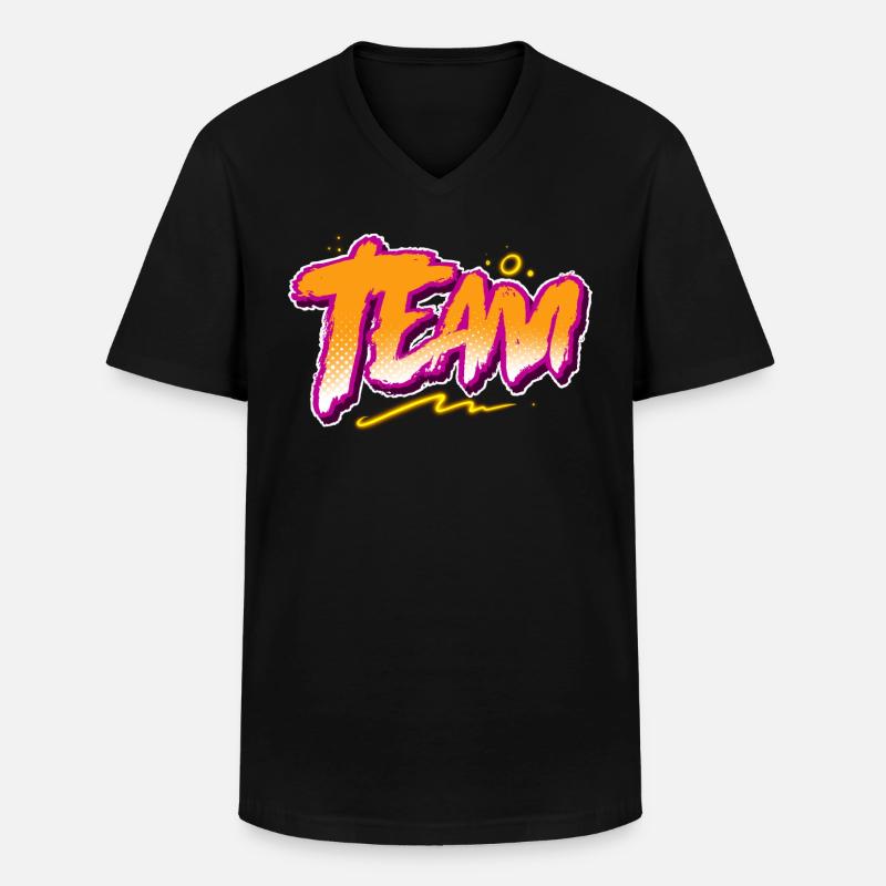 Team - Männer-T-Shirt mit V-Ausschnitt - Schwarz