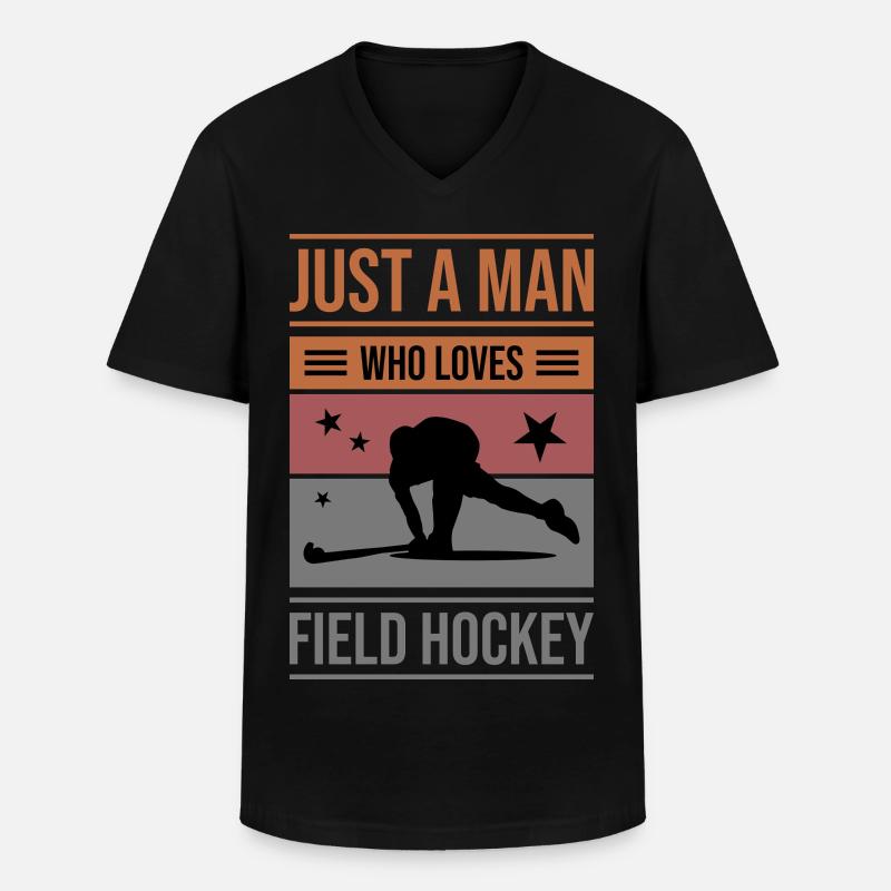 Feldhockey Just a Man - Männer-T-Shirt mit V-Ausschnitt - Schwarz