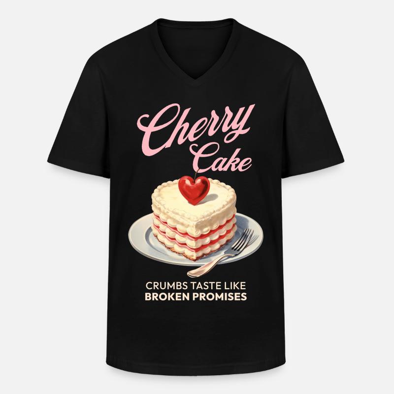 Kirschen Kirschkuchen Backen Geschenk - Männer-T-Shirt mit V-Ausschnitt - Schwarz