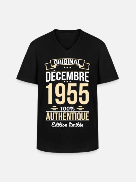 70th Anniversary - Original - December 1955 - Men's V-Neck T-Shirt - black