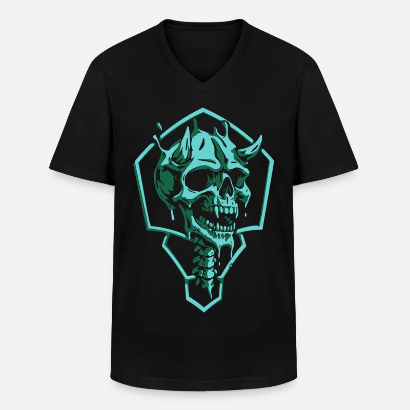 Zerrissener Smaragdschädel - Männer-T-Shirt mit V-Ausschnitt - Schwarz