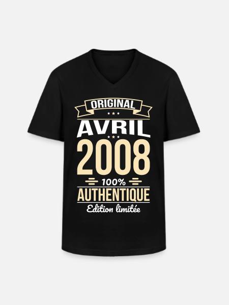 18th Birthday - Original - April 2008 - Men's V-Neck T-Shirt - black
